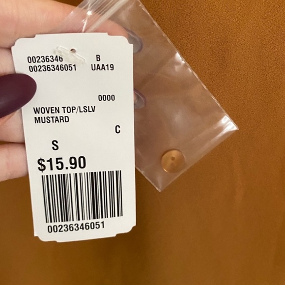 NWT Tie-Back Mustard Blouse - Picture 8 of 8